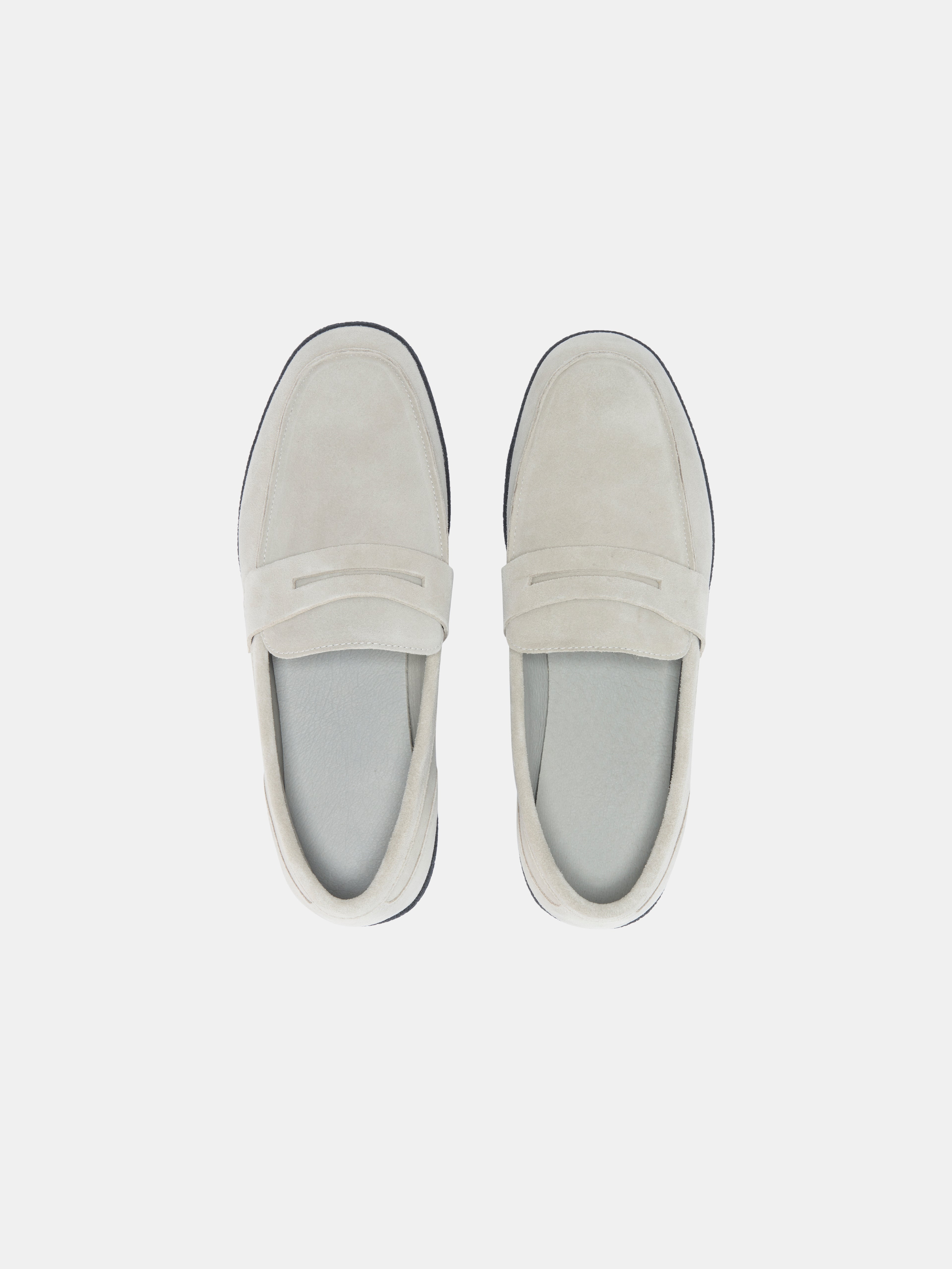 Suede Leather Slip-On Loafers with V-Sole
