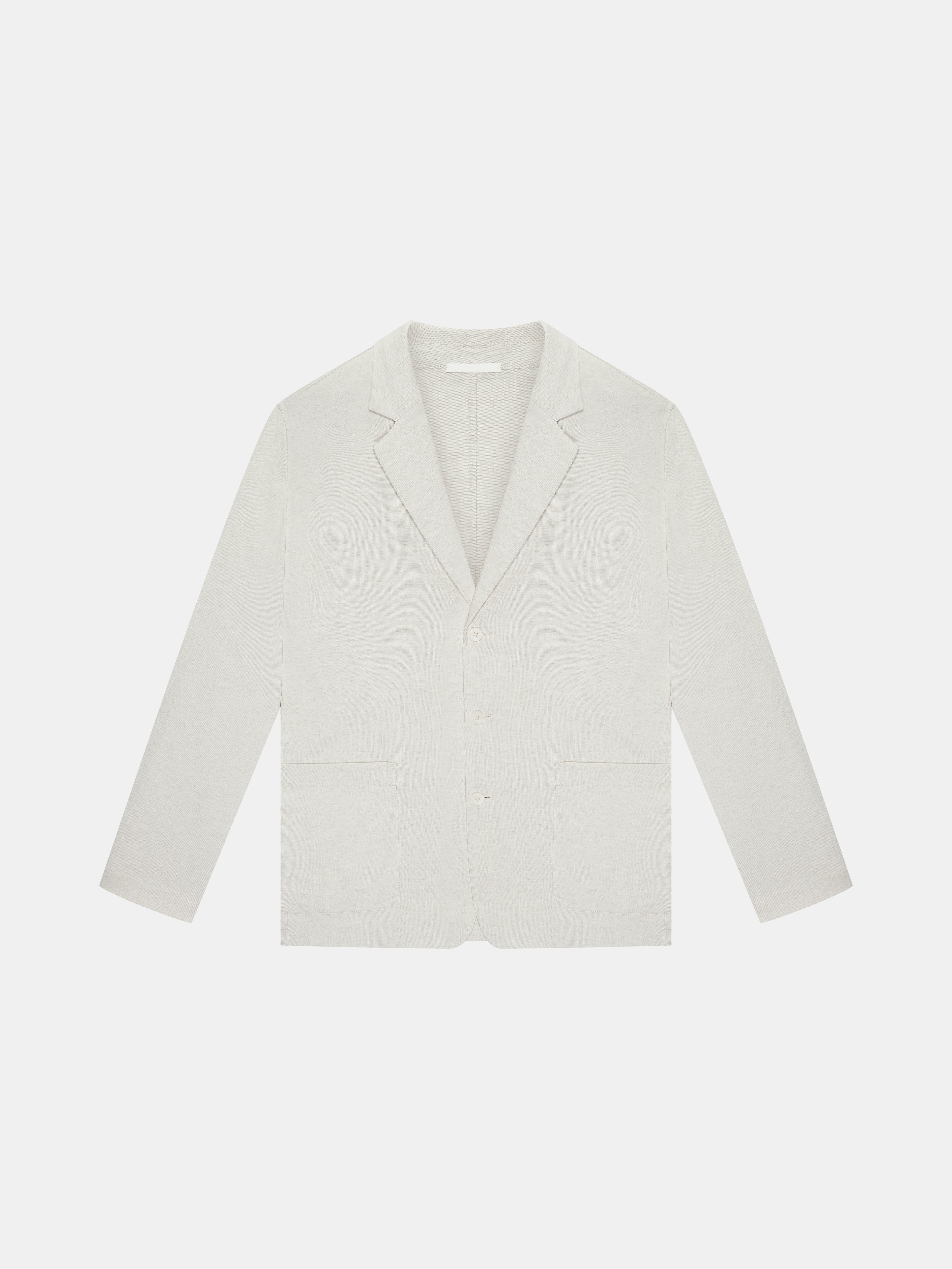 n. Relaxed Notch-Lapel Linen-Texture Blazer