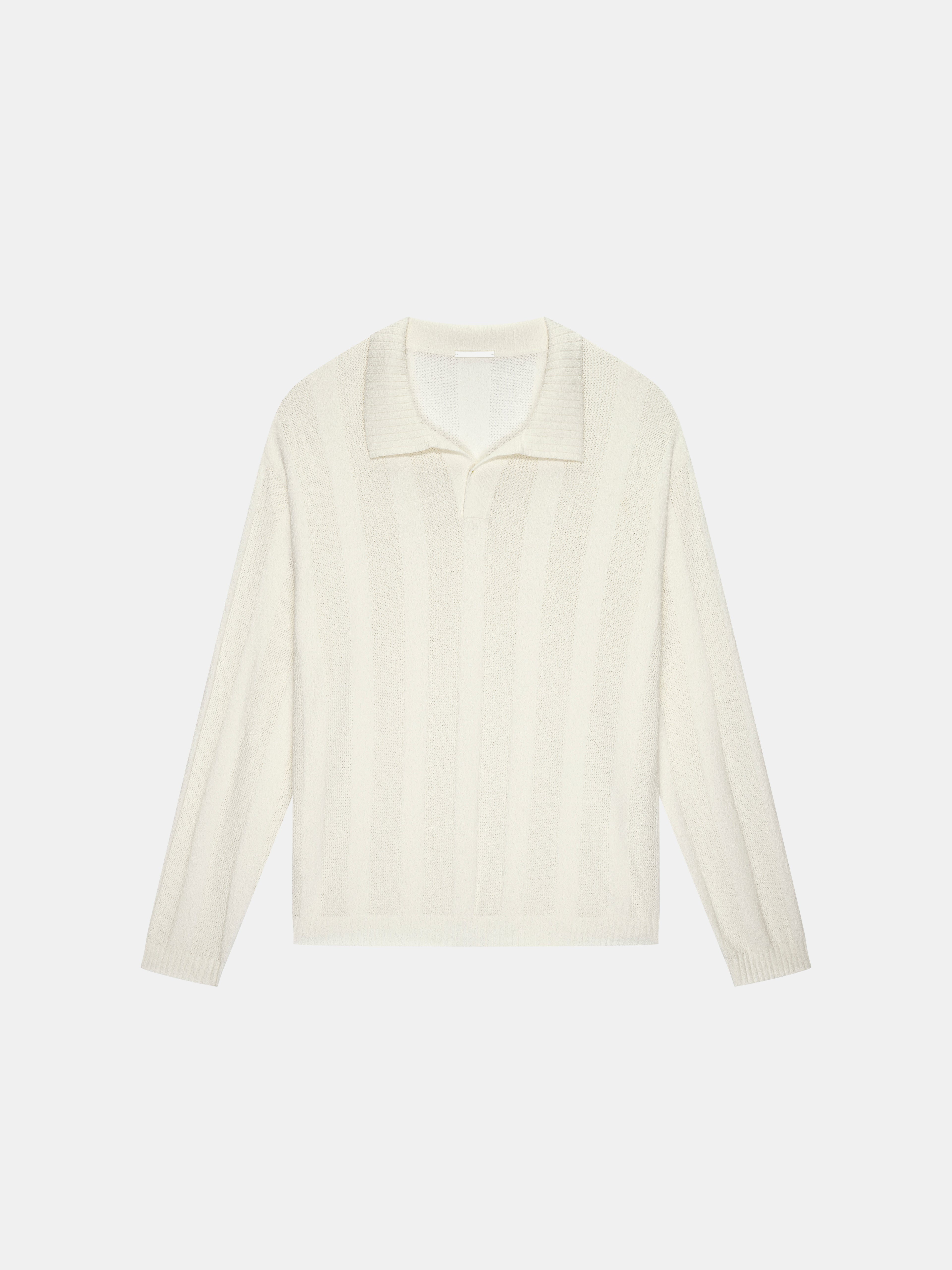 n. Relaxed Open-Collar Textured Pullover Knit