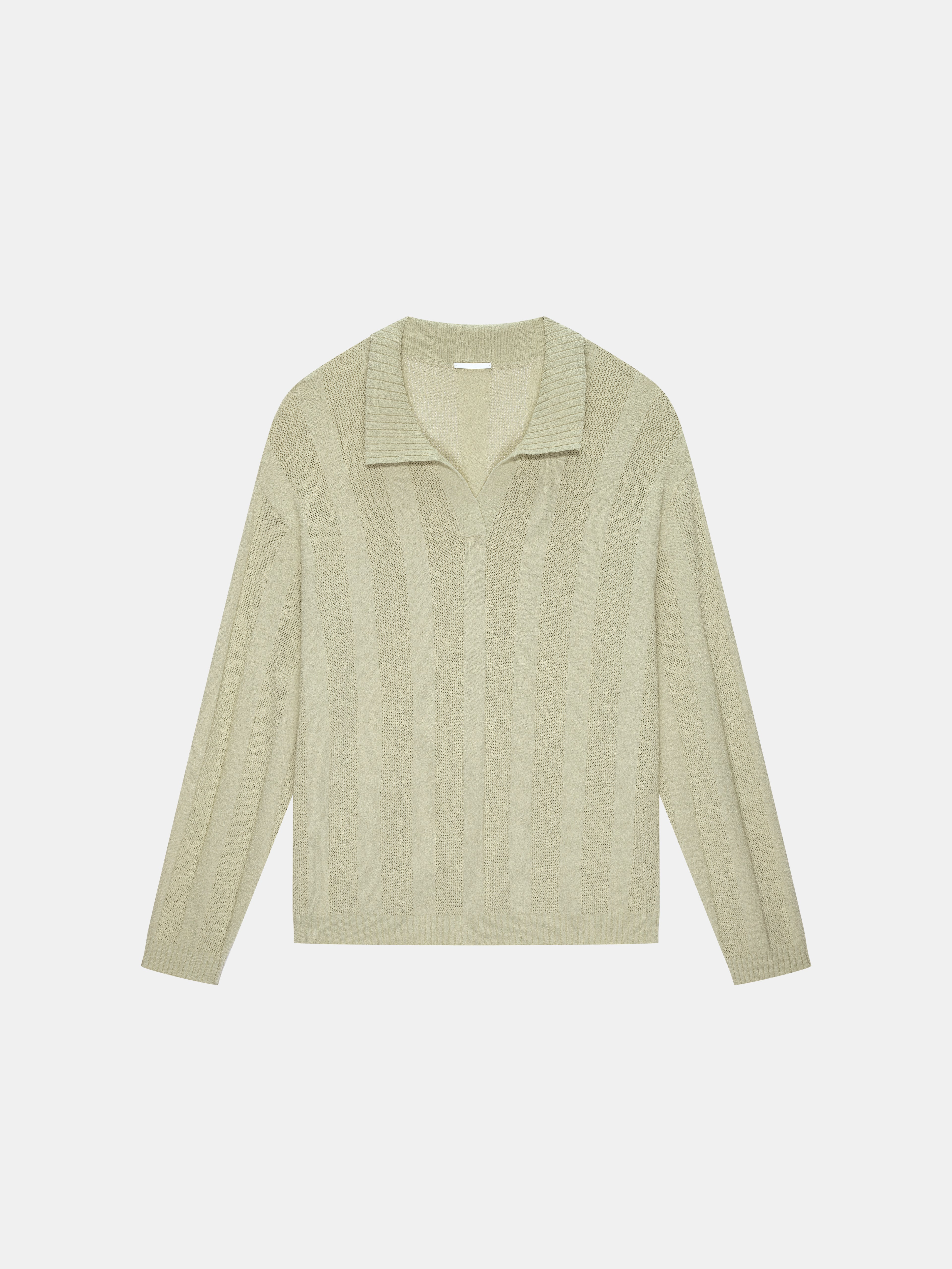 n. Relaxed Open-Collar Textured Pullover Knit
