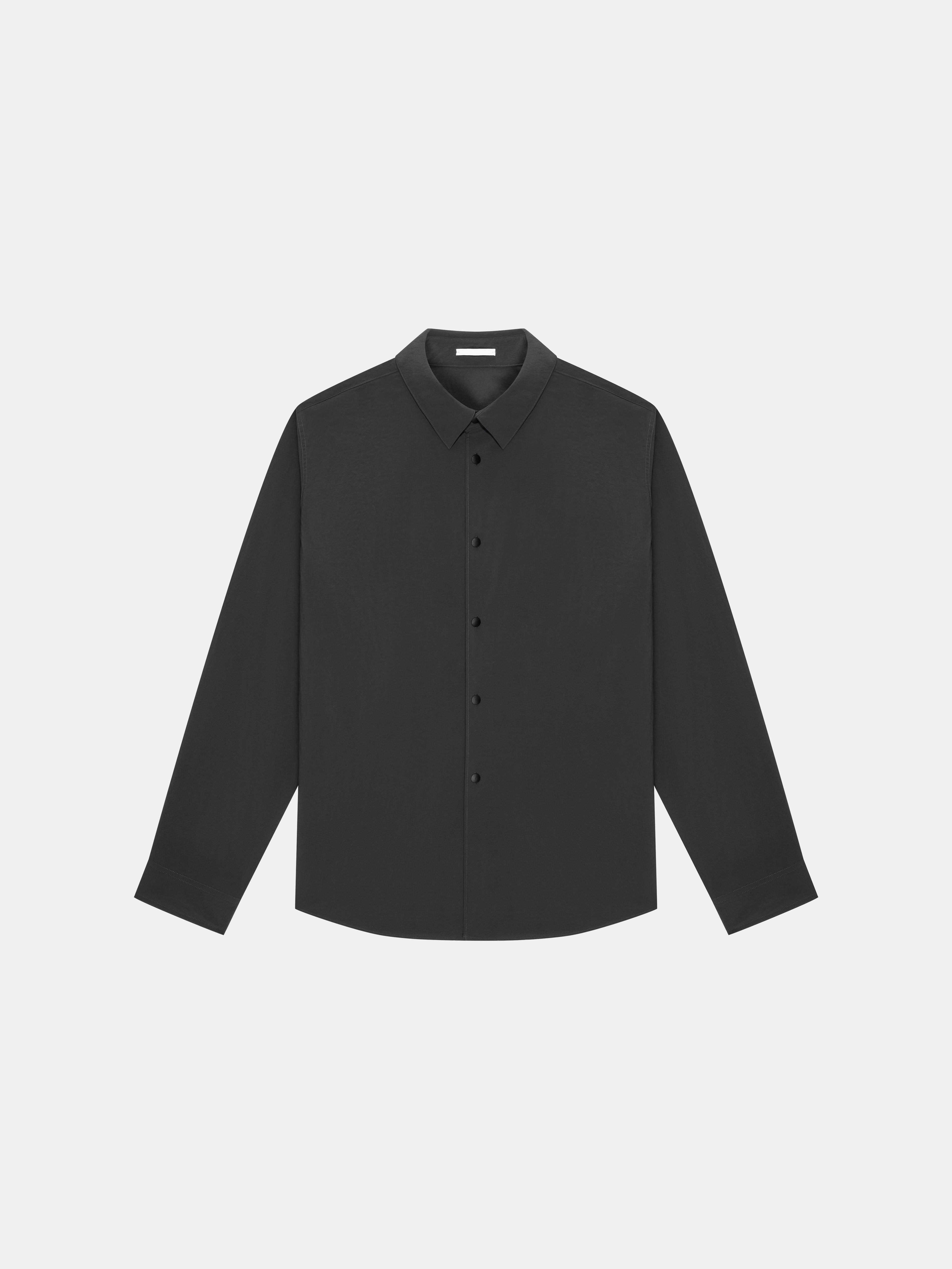 n. Straight-Fit Crinkled Snap-Button Long-Sleeve Shirt