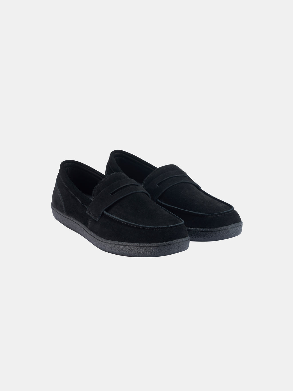Suede Leather Slip-On Loafers with V-Sole