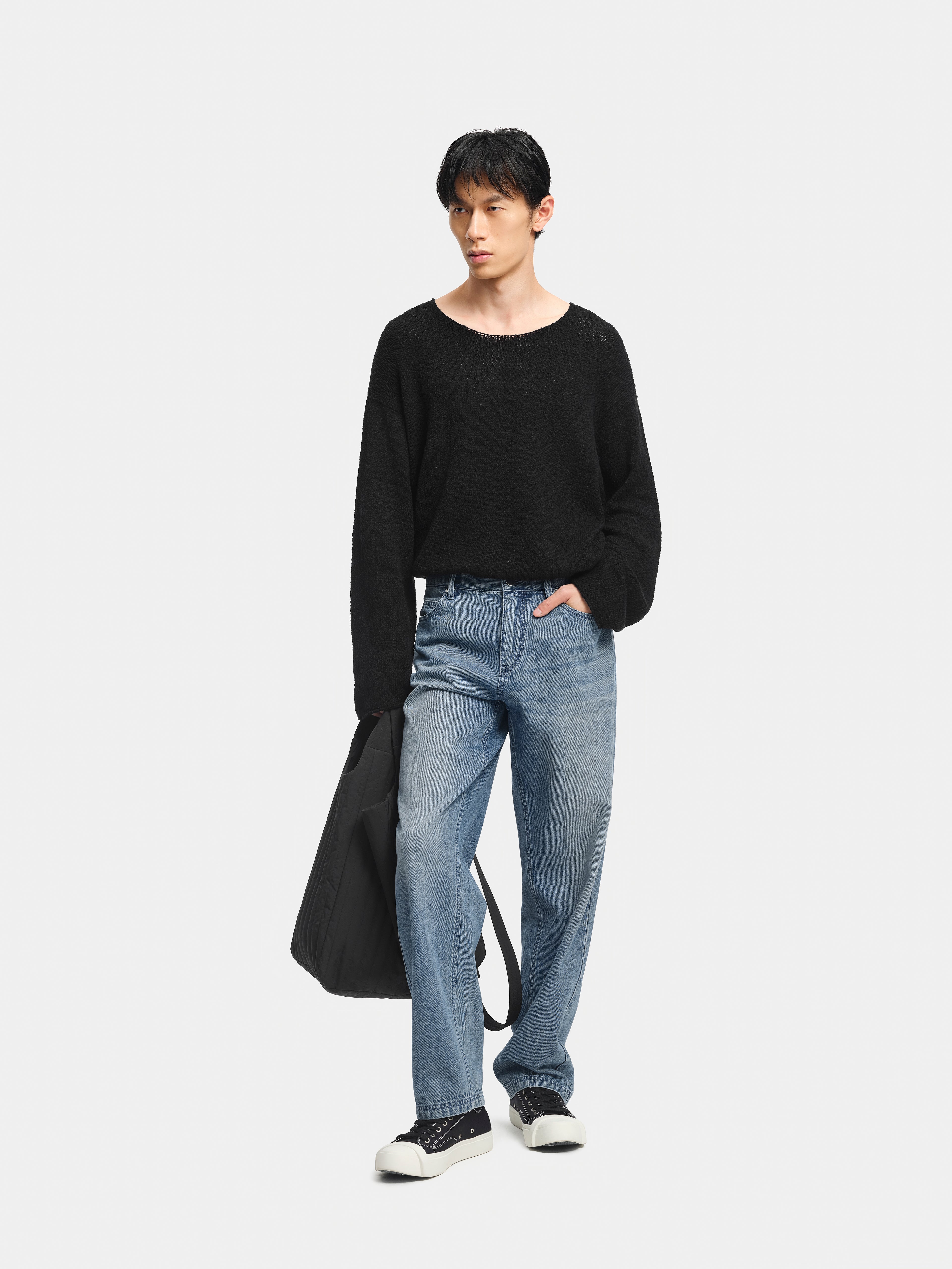 n. Relaxed Wide Crewneck Knit Sweater