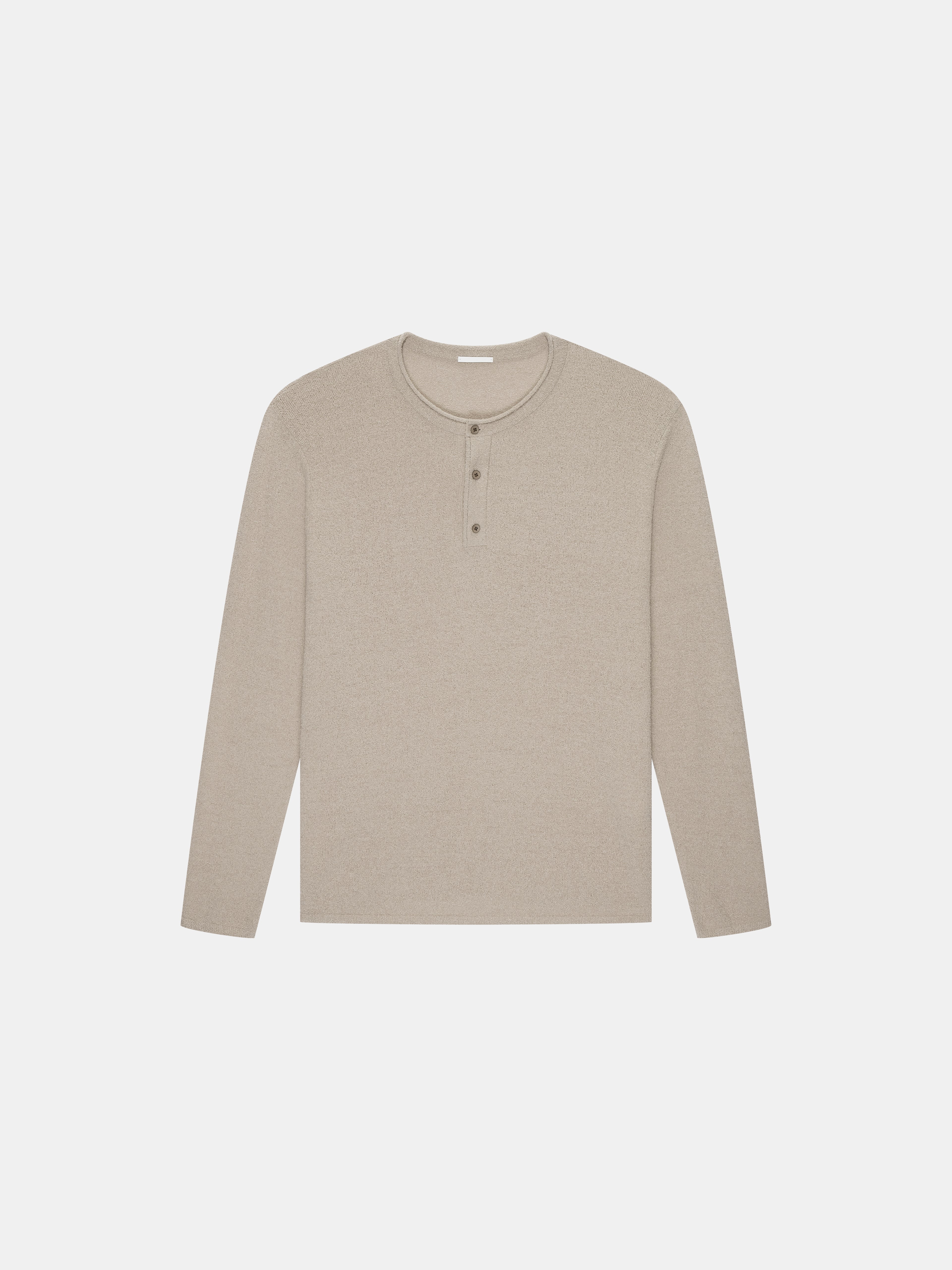 n. Straight Cotton-Linen Henley Knit Sweater