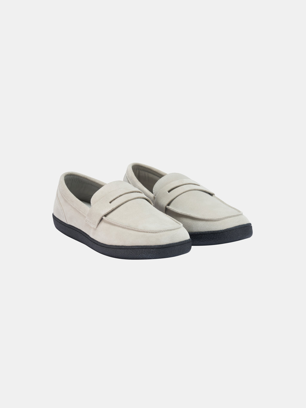 Suede Leather Slip-On Loafers with V-Sole