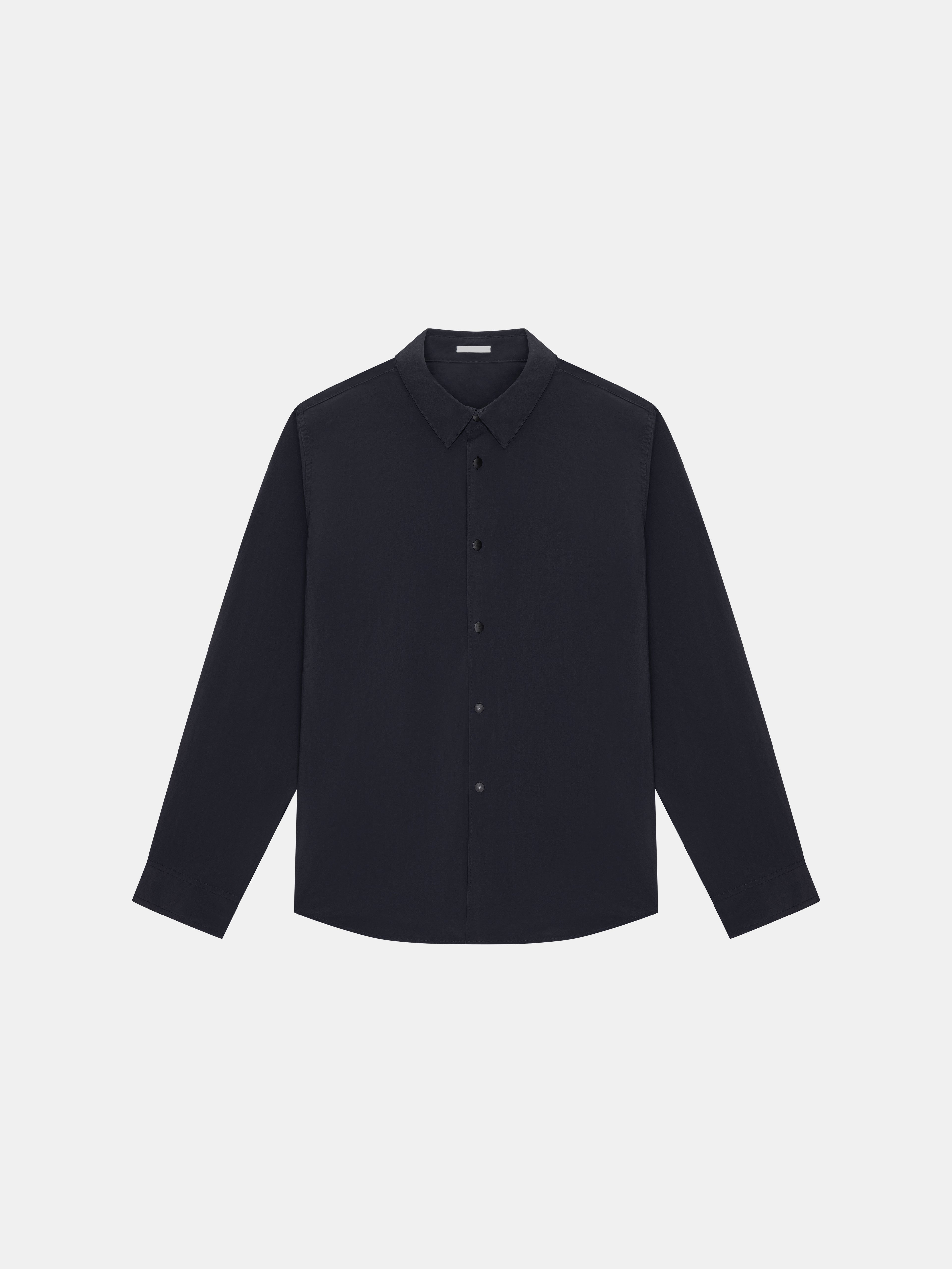 n. Straight-Fit Crinkled Snap-Button Long-Sleeve Shirt