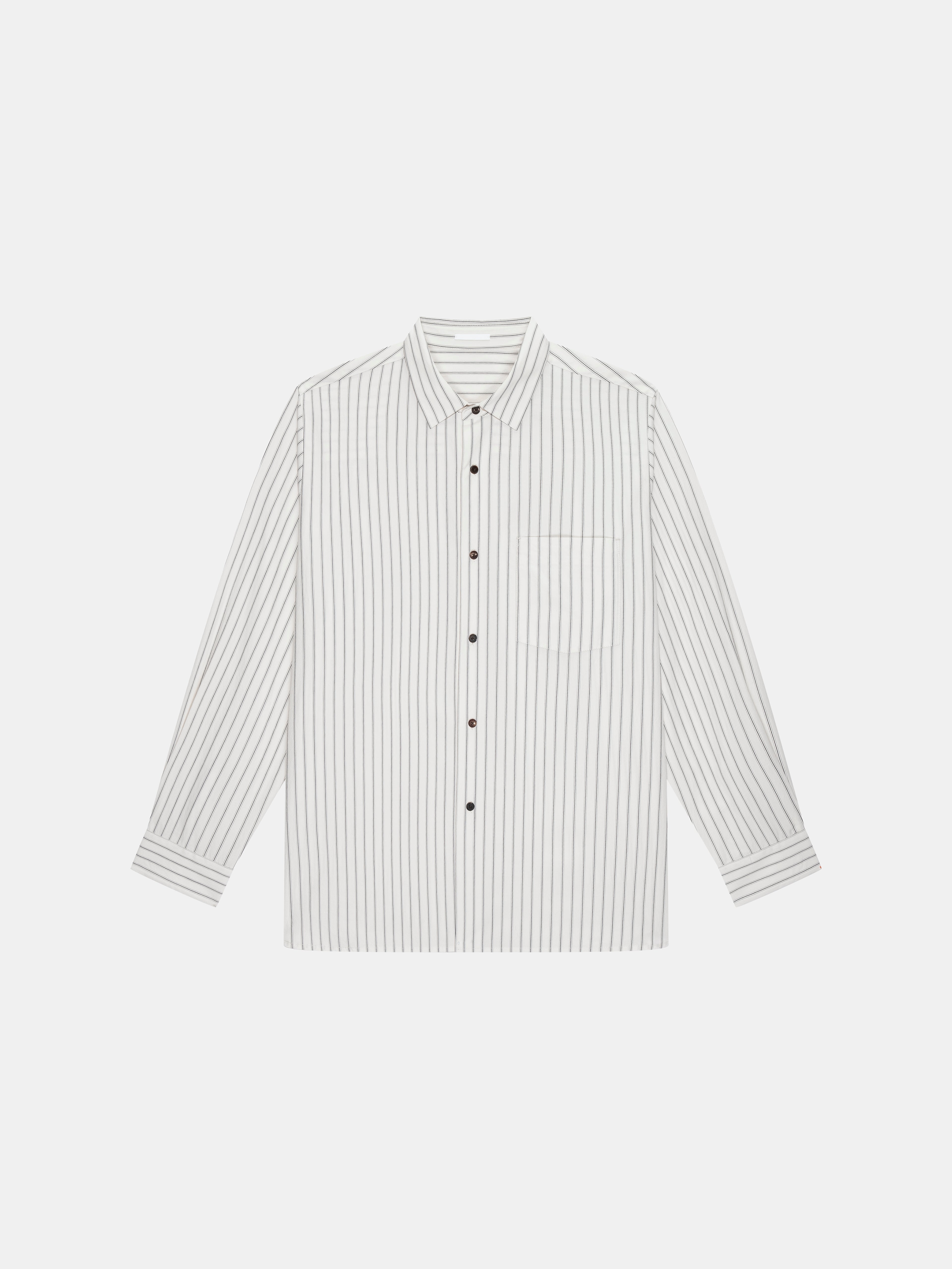 n. Relaxed Cotton Striped Patch-Pocket Long-Sleeve Shirt