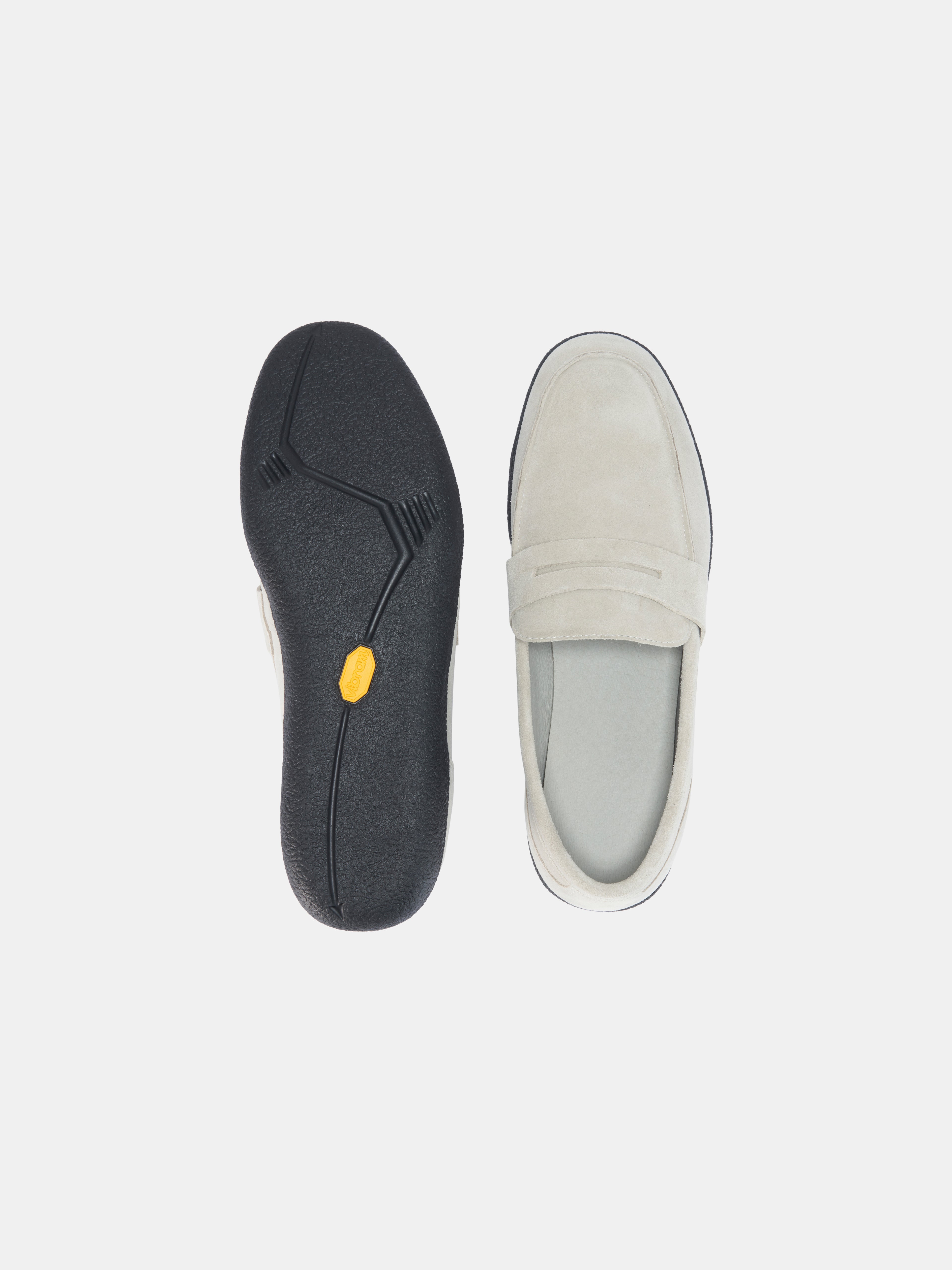 Suede Leather Slip-On Loafers with V-Sole