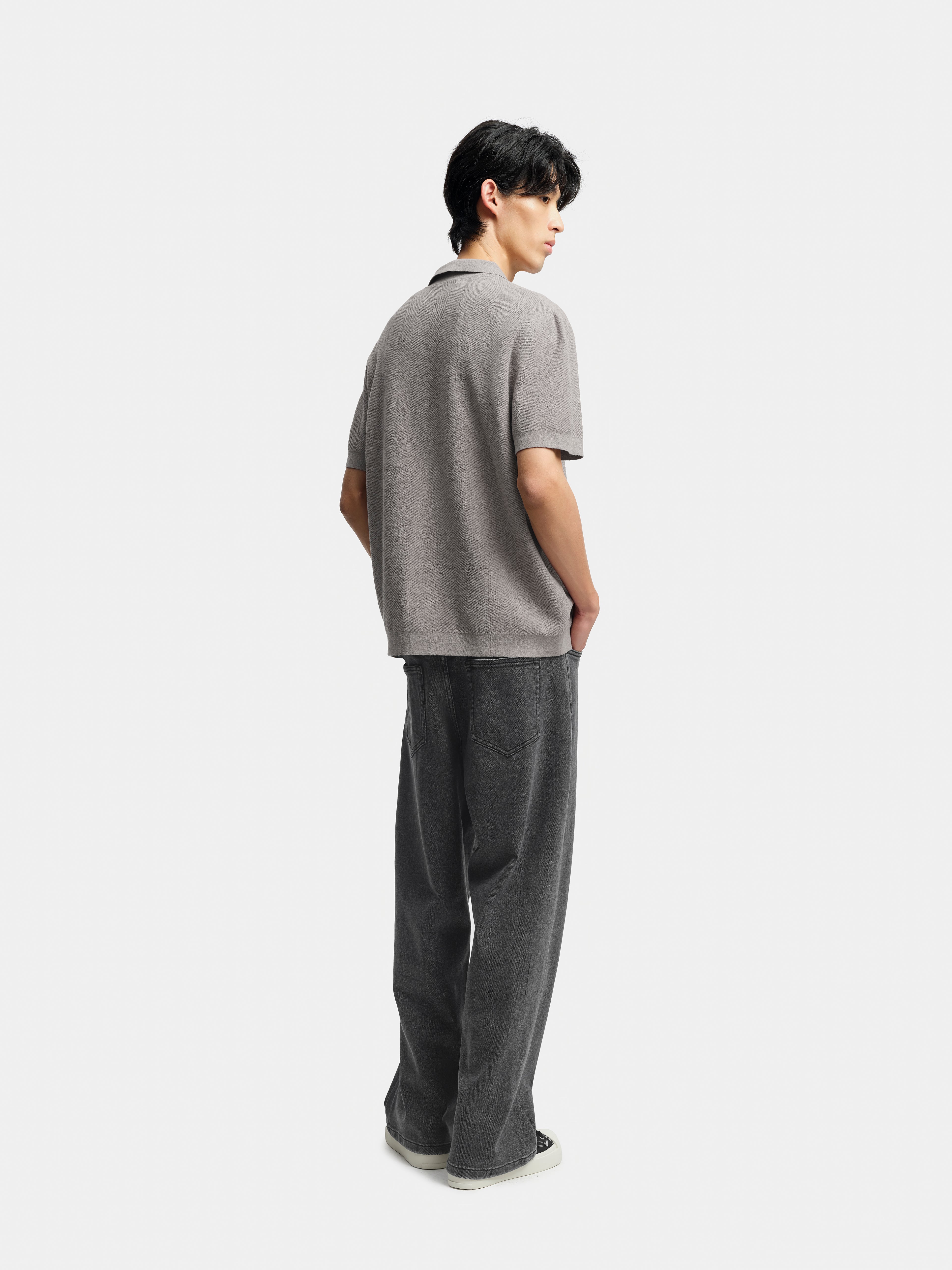 n. Straight-Fit Herringbone Polo Knit Pullover