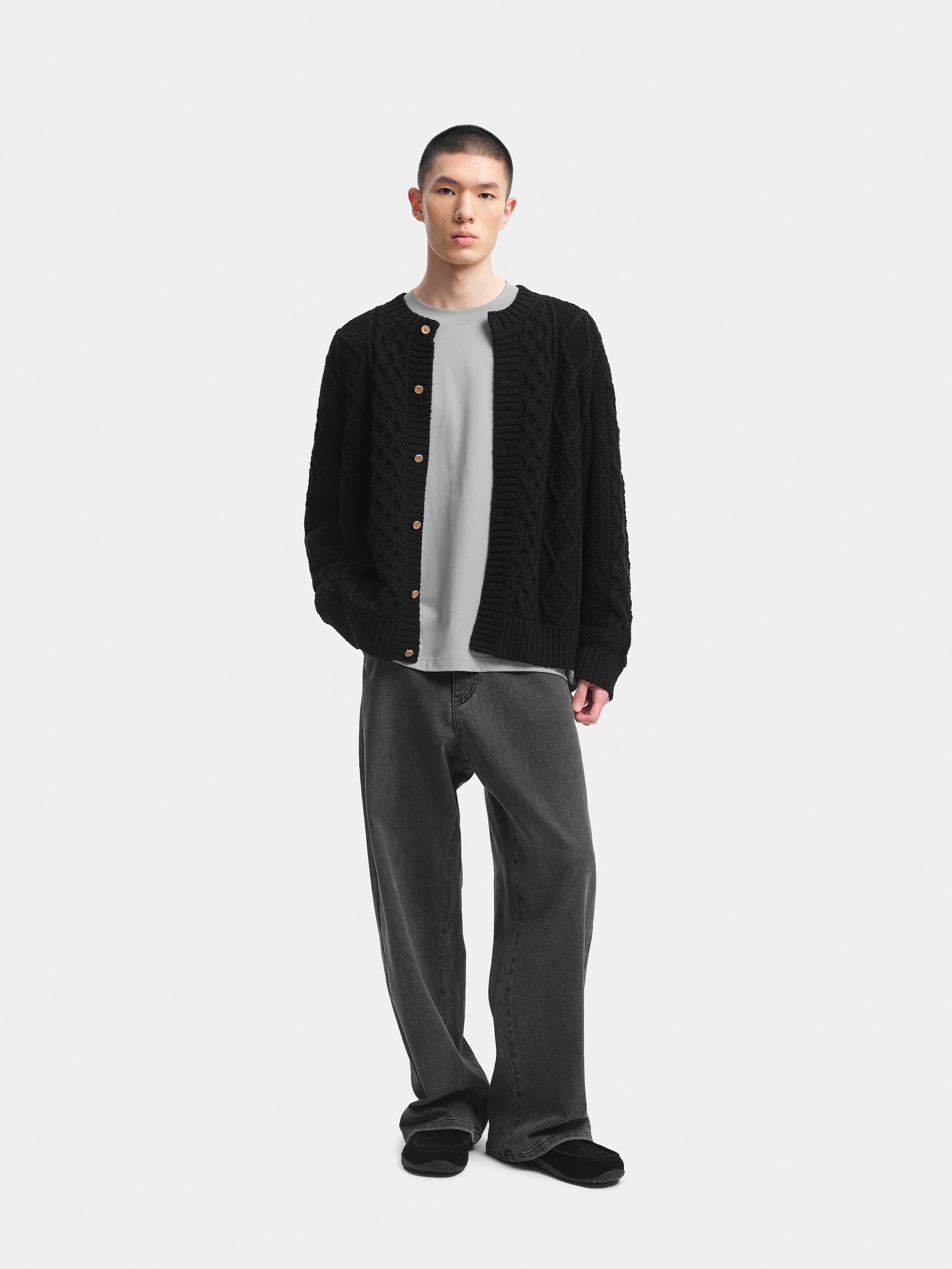 n. Relaxed-Fit Cable-Knit Cardigan