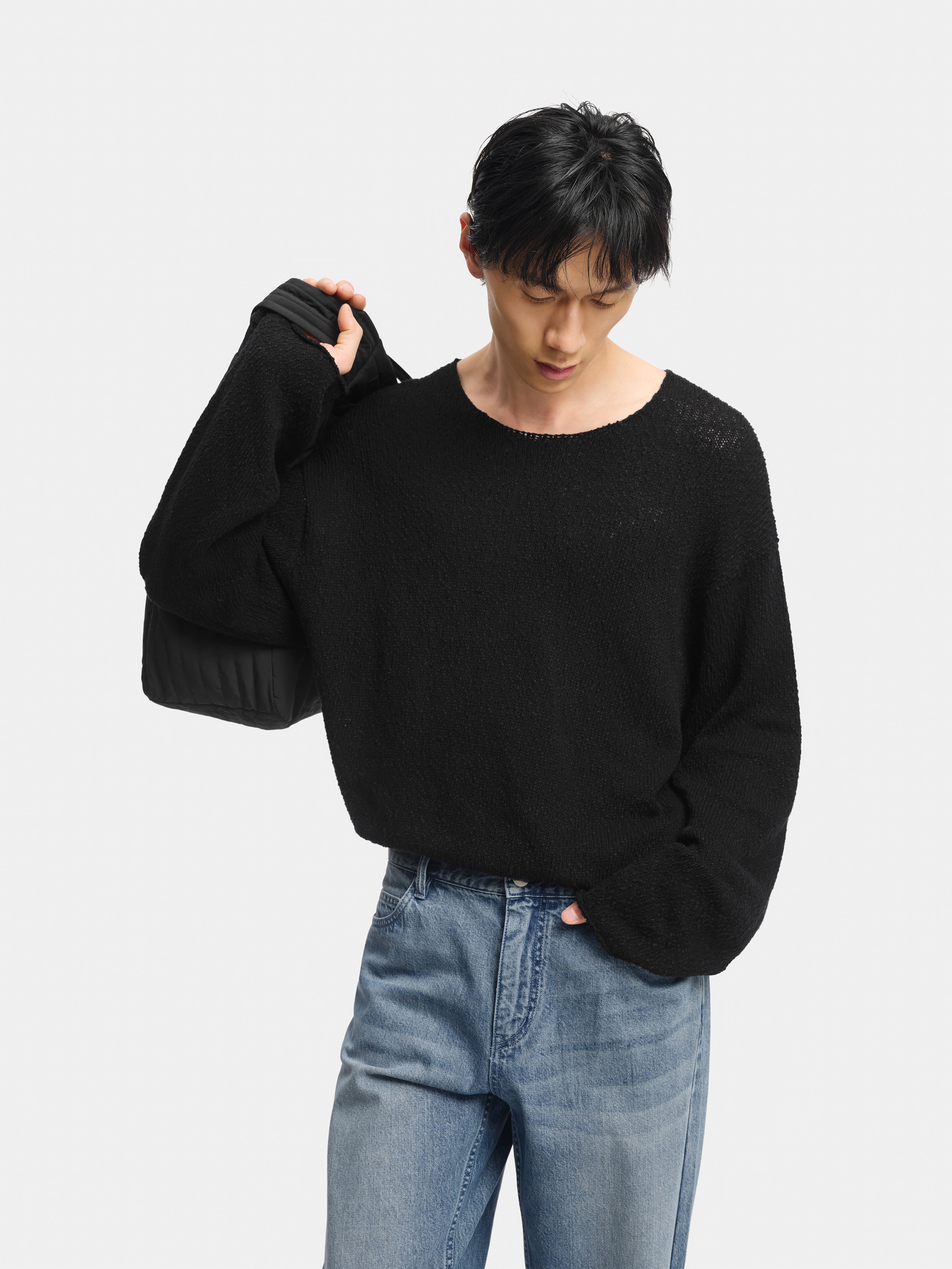 n. Relaxed Wide Crewneck Knit Sweater