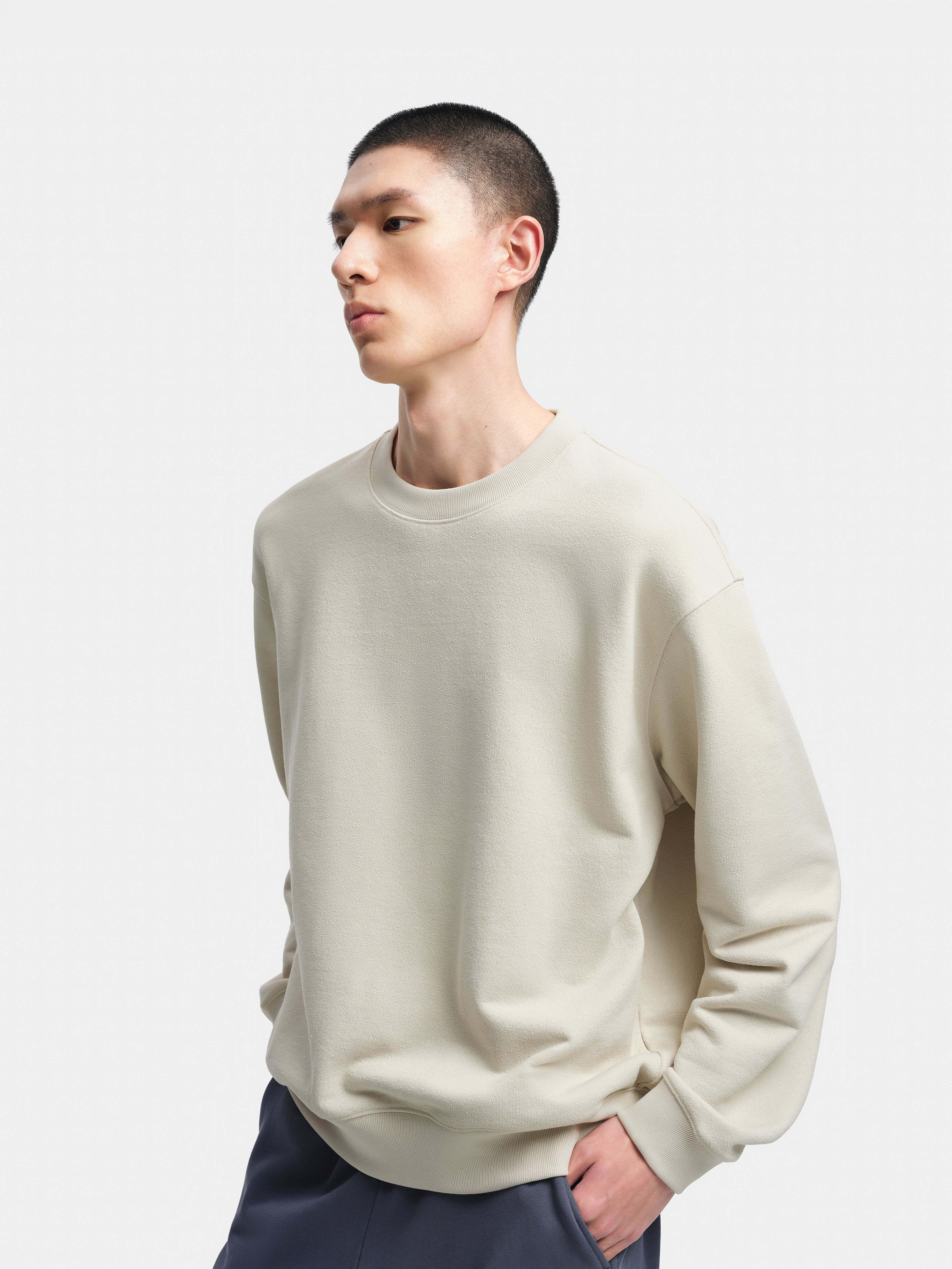 n. Relaxed-Fit Textured Crewneck Sweatshirt