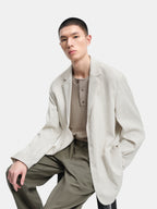 n. Relaxed Notch-Lapel Linen-Texture Blazer
