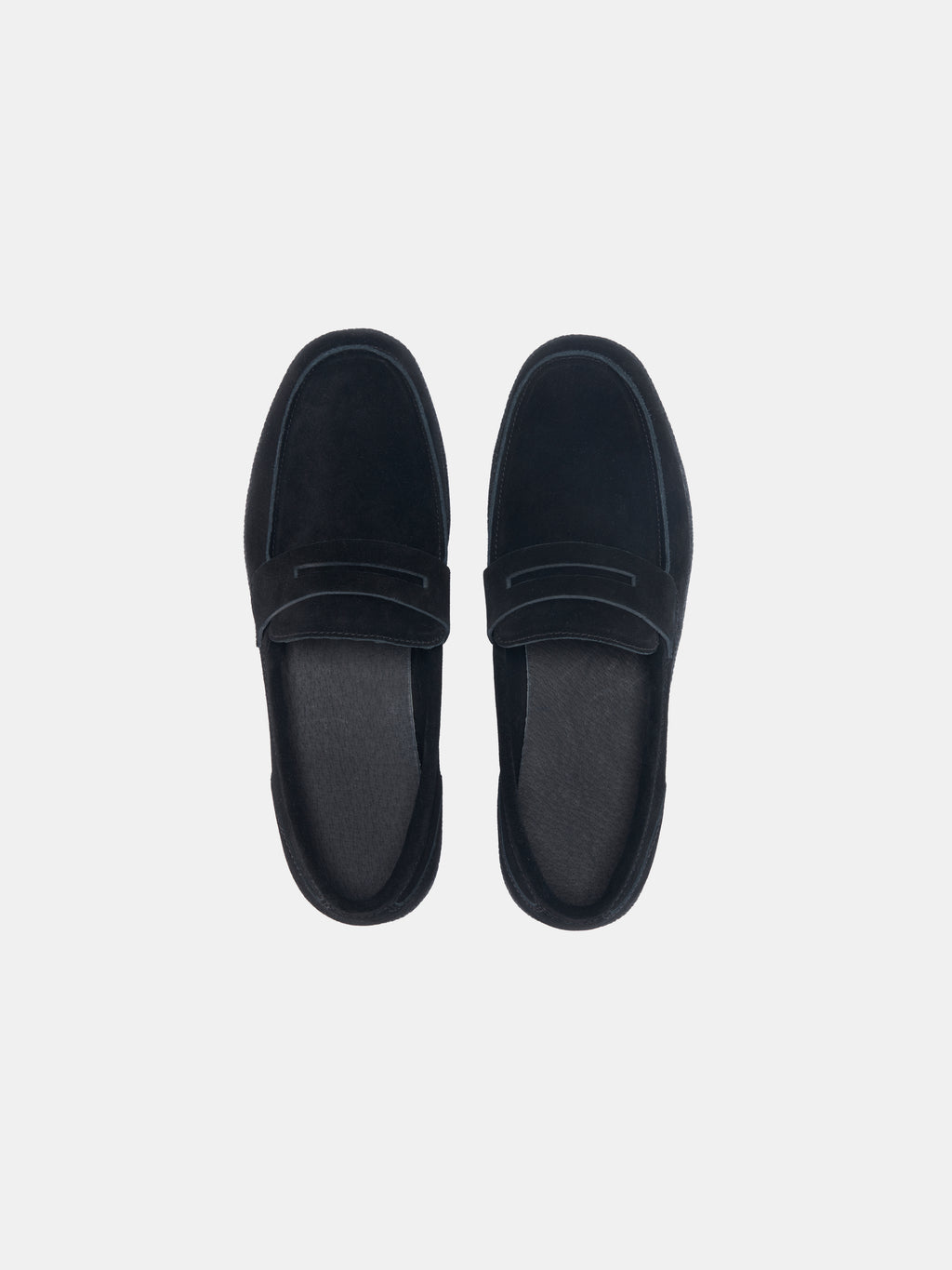 Suede Leather Slip-On Loafers with V-Sole