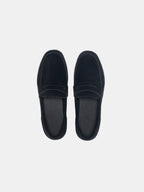 Suede Leather Slip-On Loafers with V-Sole