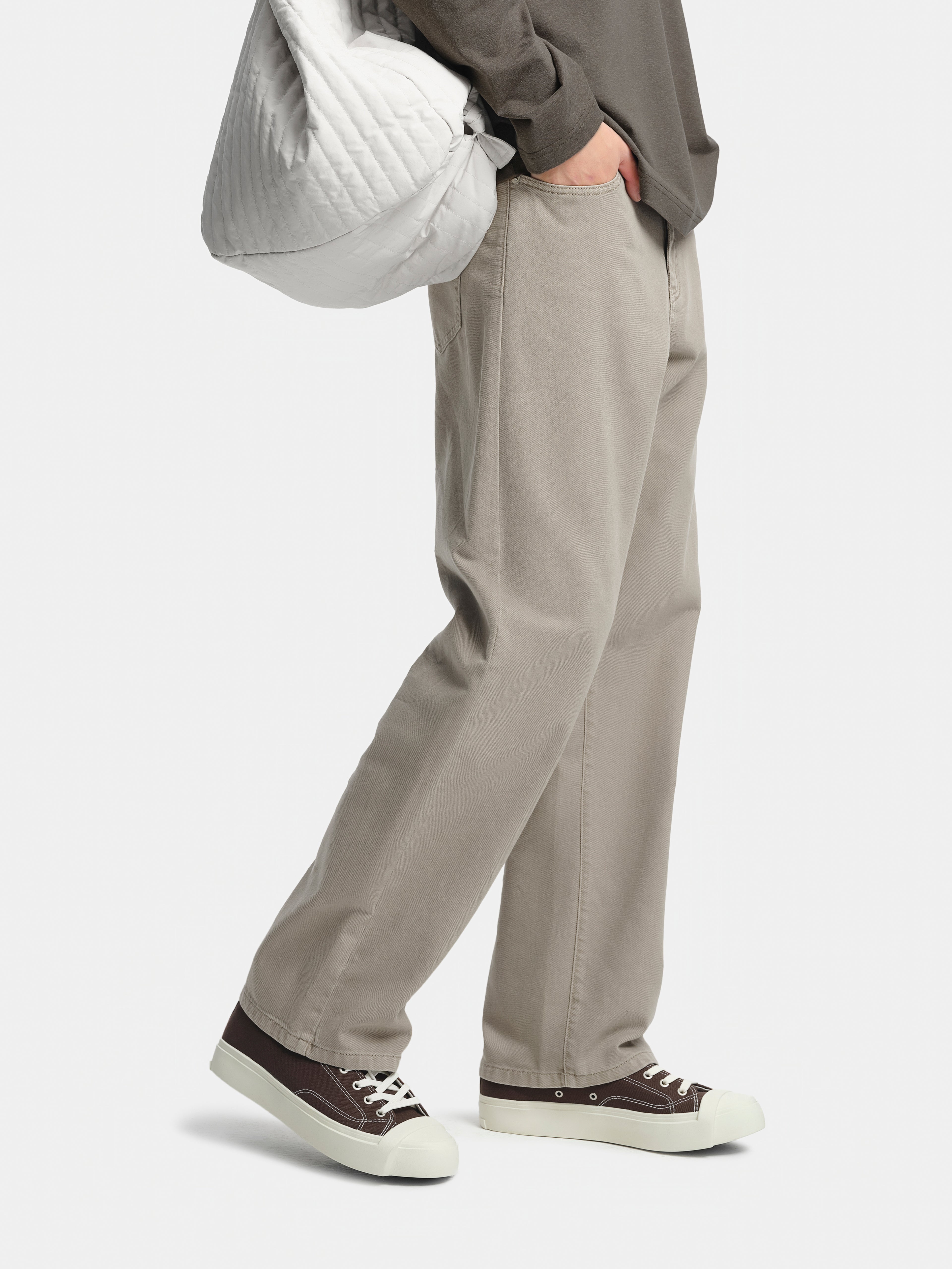 n. Straight-Leg Sand-Colored Jeans