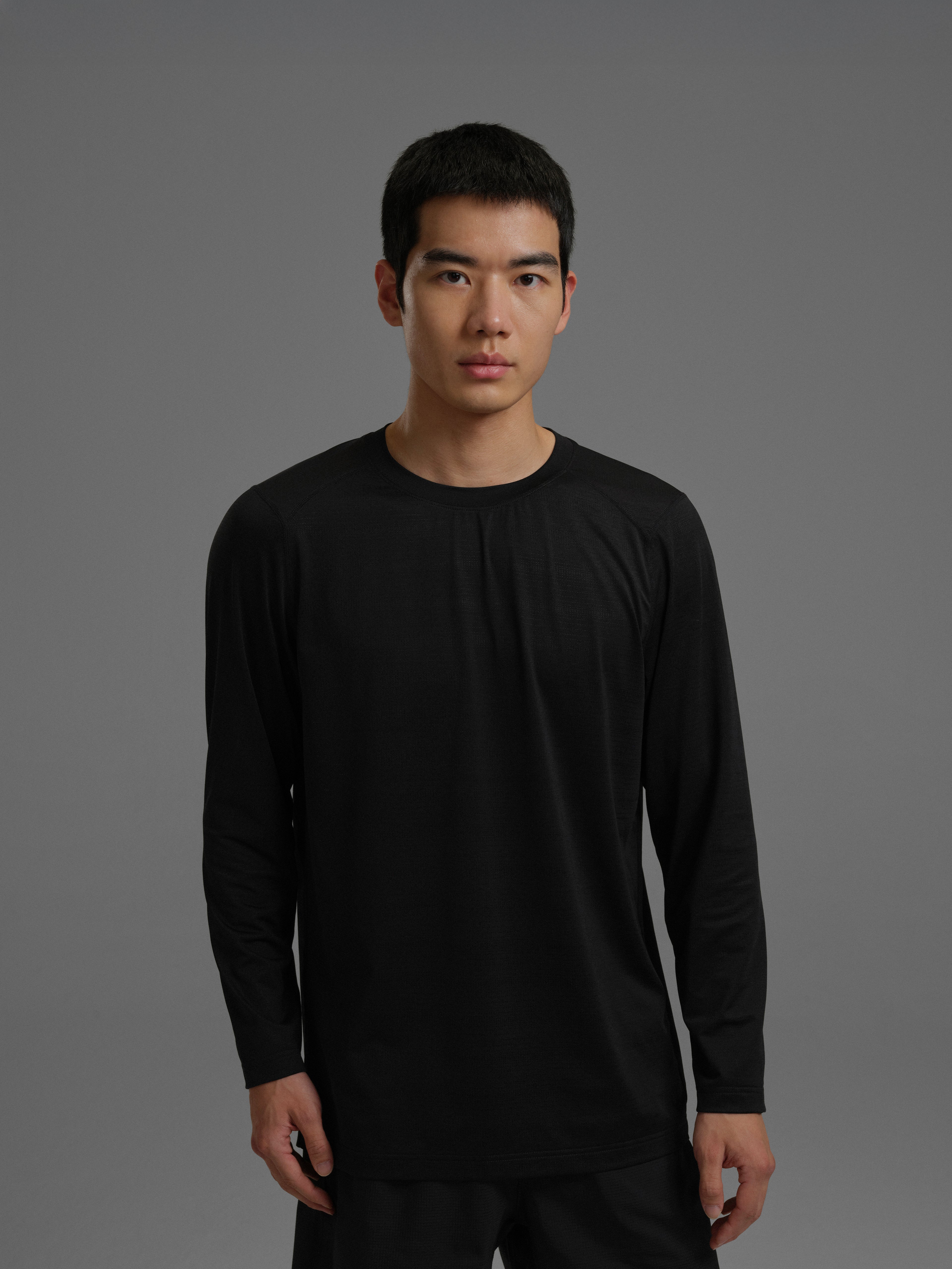 s. Slim-Fit Mesh Long Sleeve Athletic Top