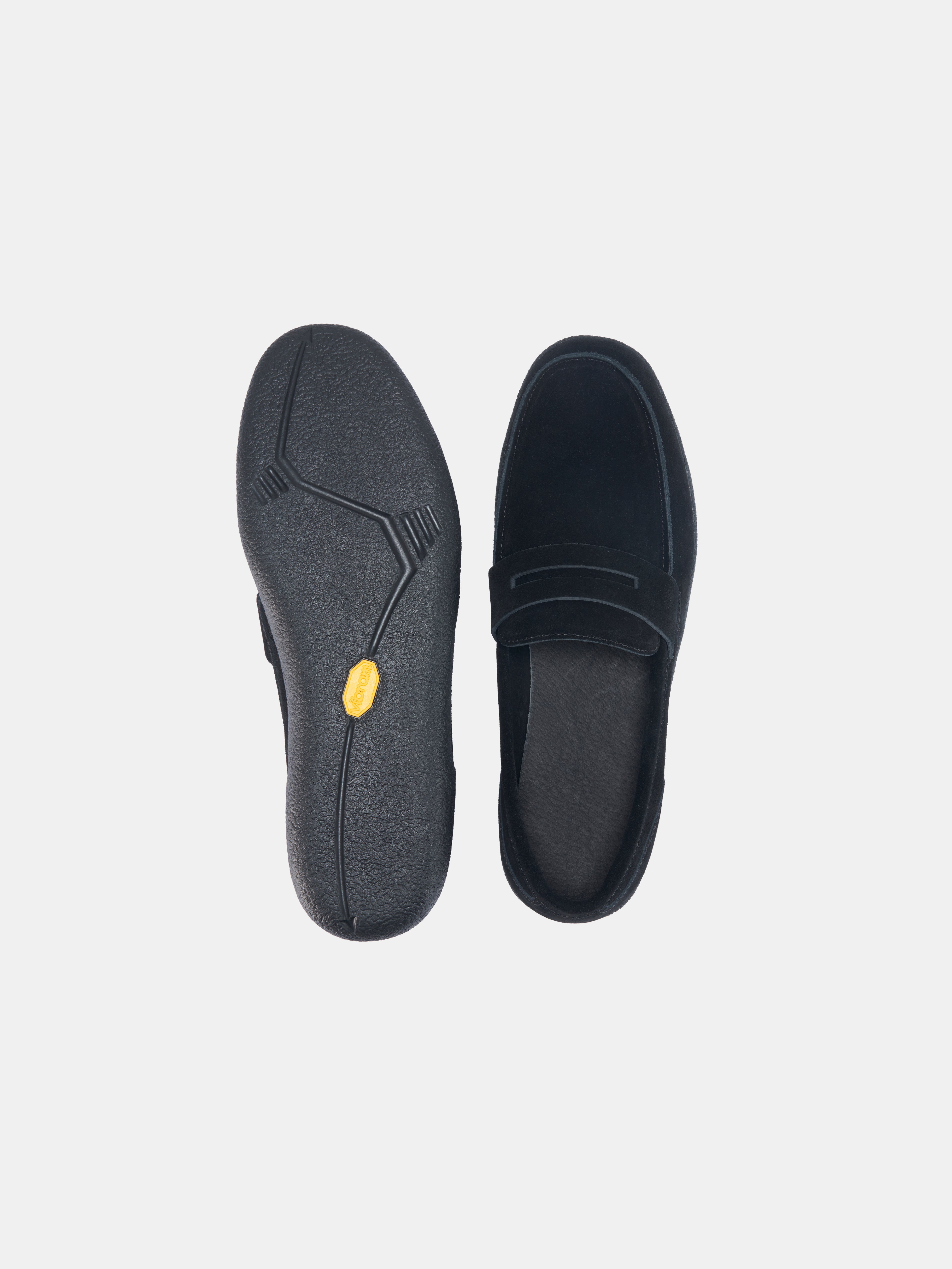 Suede Leather Slip-On Loafers with V-Sole