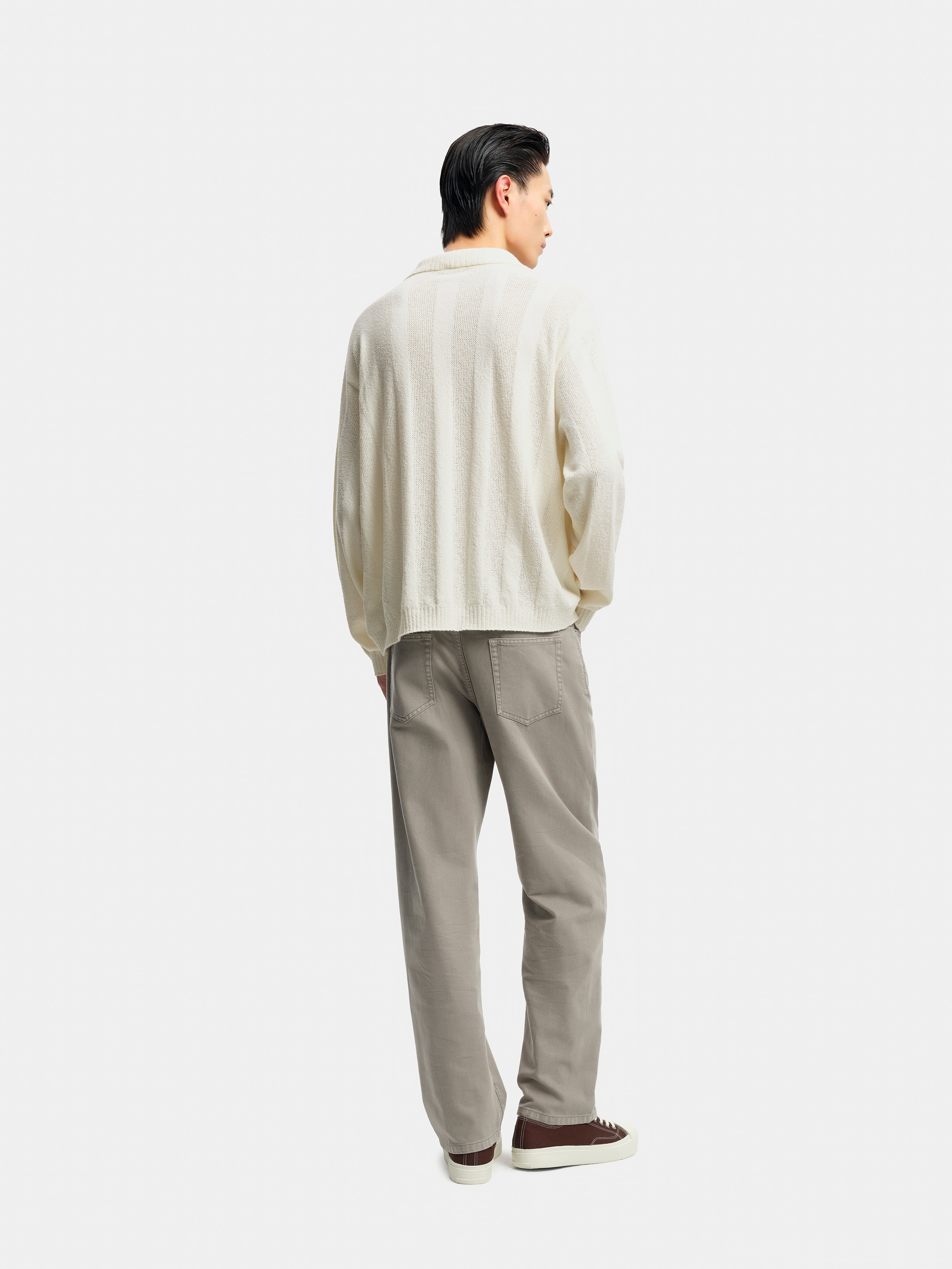 n. Relaxed Open-Collar Textured Pullover Knit