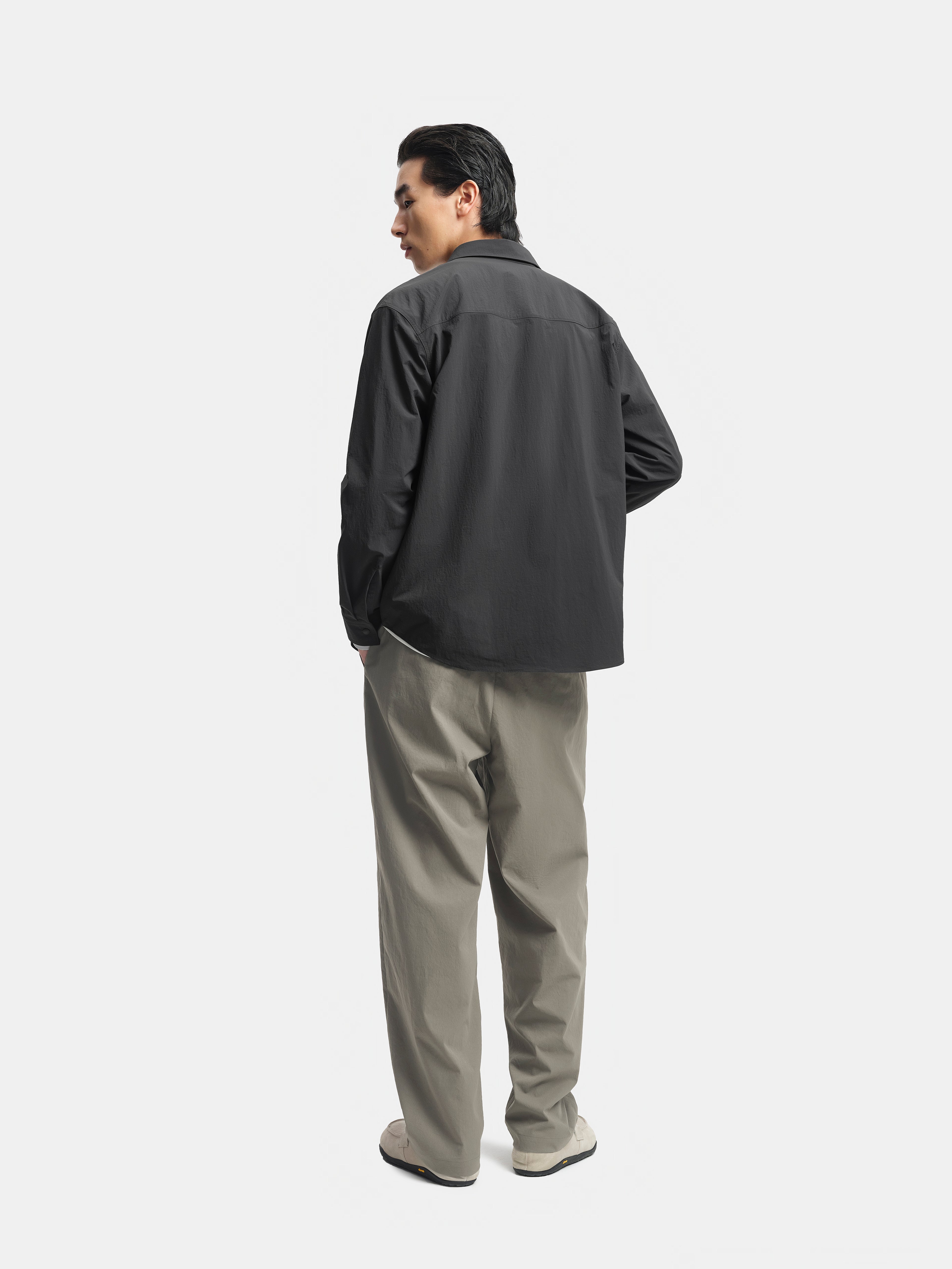 n. Straight-Fit Crinkled Snap-Button Long-Sleeve Shirt
