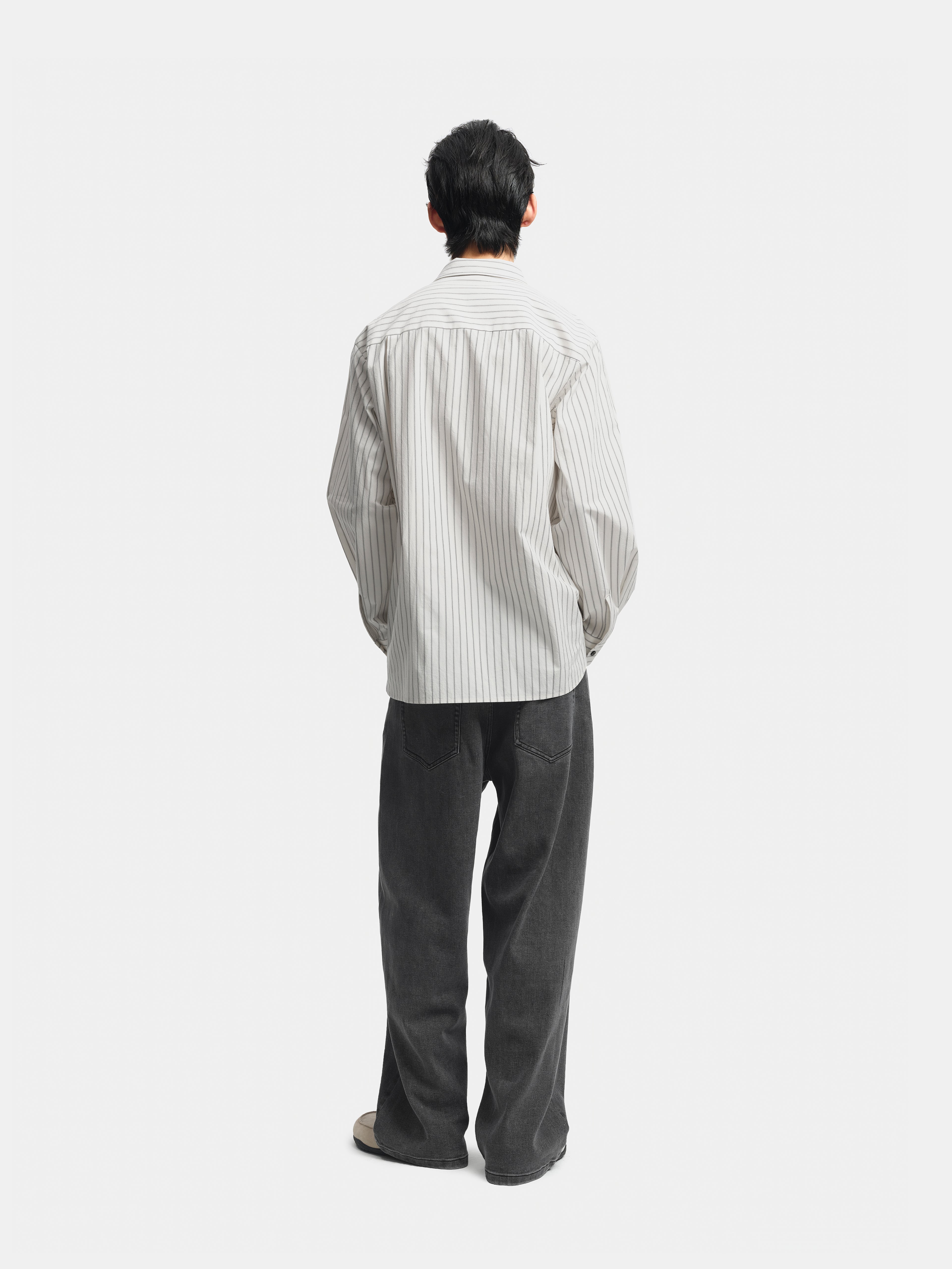 n. Relaxed Cotton Striped Patch-Pocket Long-Sleeve Shirt